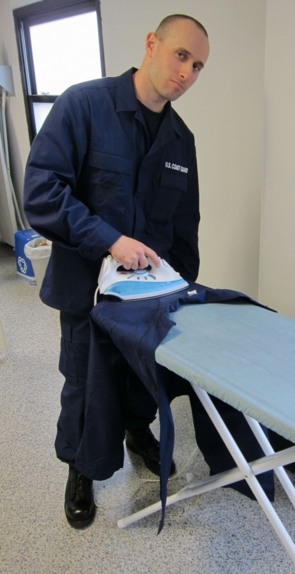 Me Ironing My ODU in Coast Guard Boot Camp