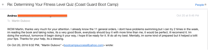 Coast Guard Boot Camp Survival Guide Testimonial #1